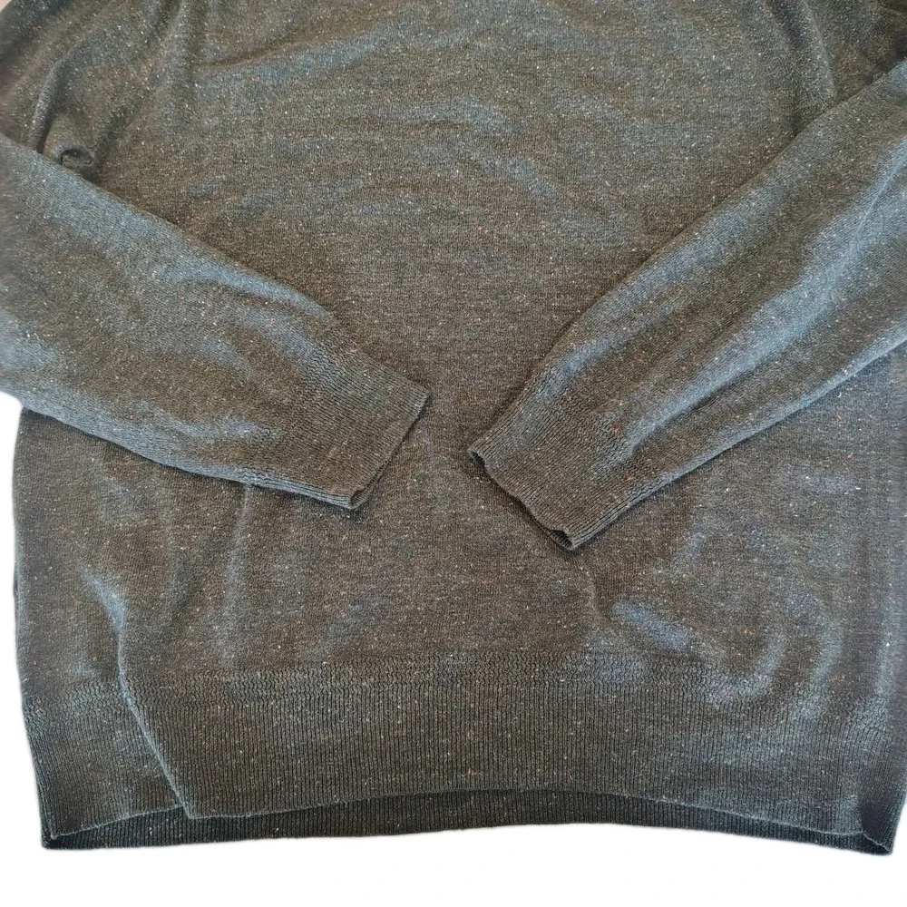J. Crew Knit Dark Green Cotton Silk Donegal Henley Sweater Men's Size L ‎ A1